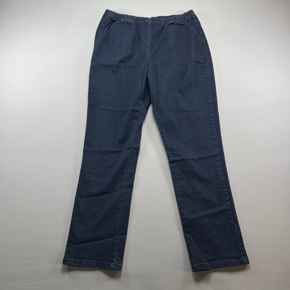 Blair Pants Womens 16 Blue Cotton Stretch High Rise Elastic Waist Straight Leg